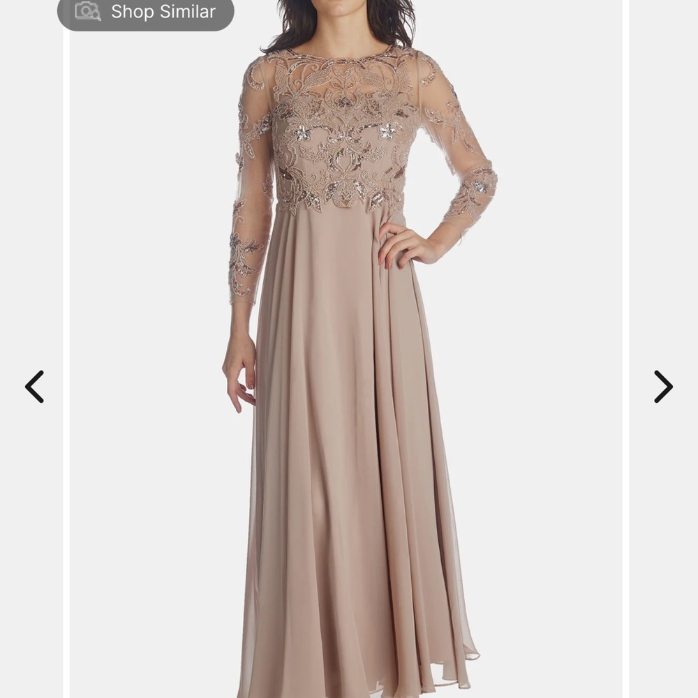 Taupe Beaded Top Long Chiffron Skirt Dress New With Tags from Lord and Taylor - Picture 1 of 6